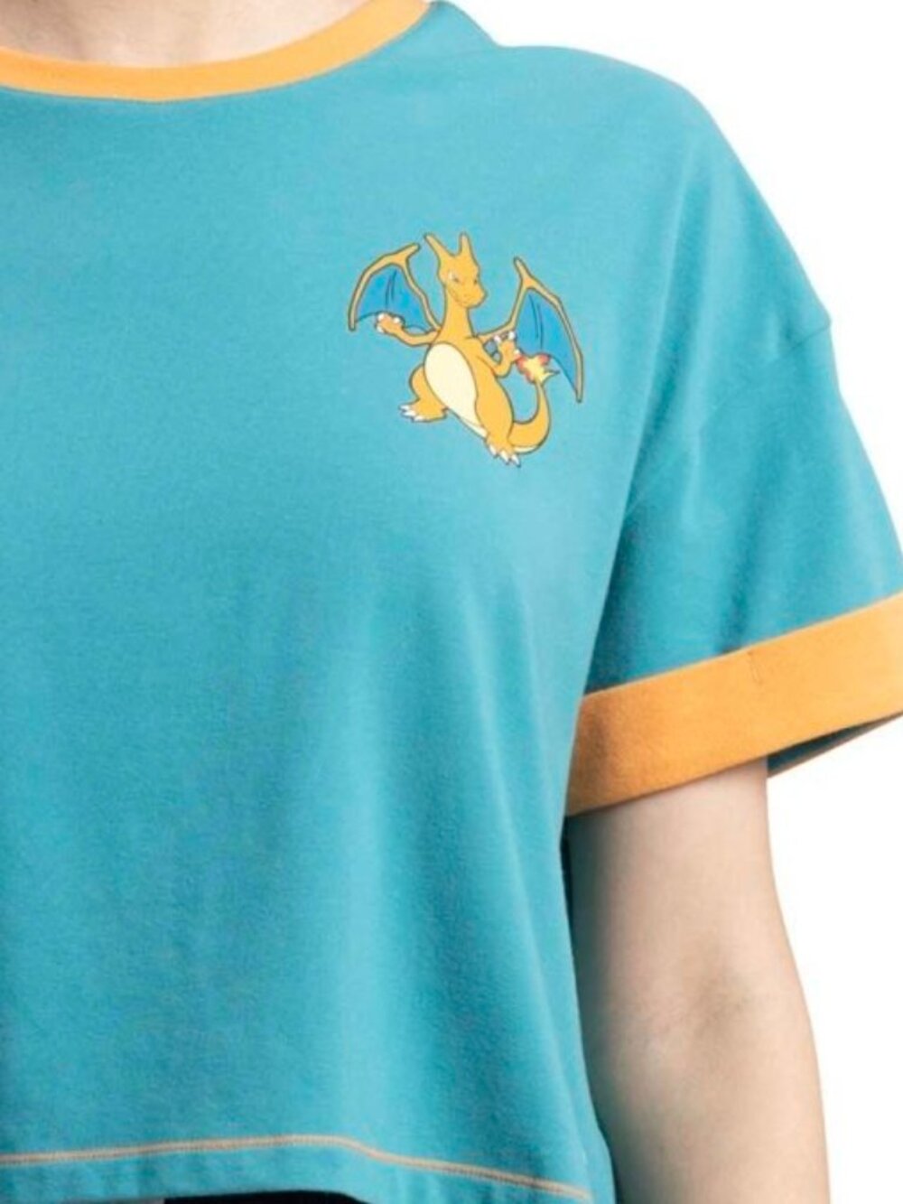 Charizard Pokémon Center Lounge Cropped Teal T-Shirt